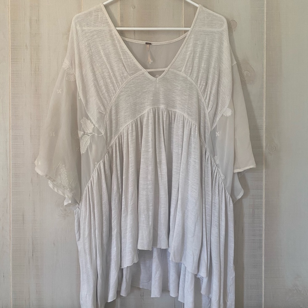 Free People White Boho Hippie Tunic sz M